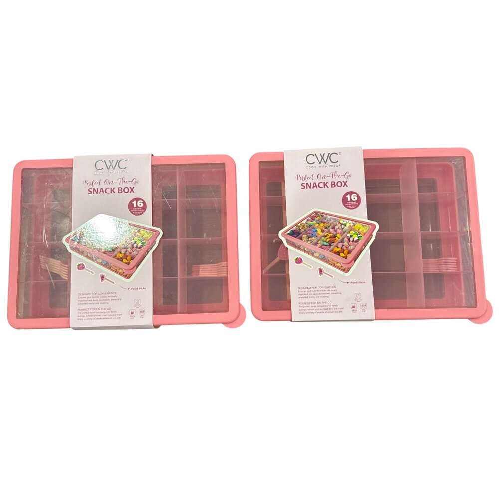 CWC (2-PACK) Pink Perfect On-The-Go Snack Box With 16 Compartments & Food Picks - Picture 5 of 8